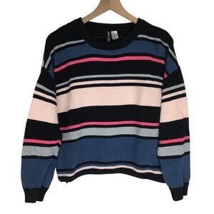 DIVIDED H&M Sweater Stripe Ribbed Metallic Boxy Oversized Fit Multicolor Small